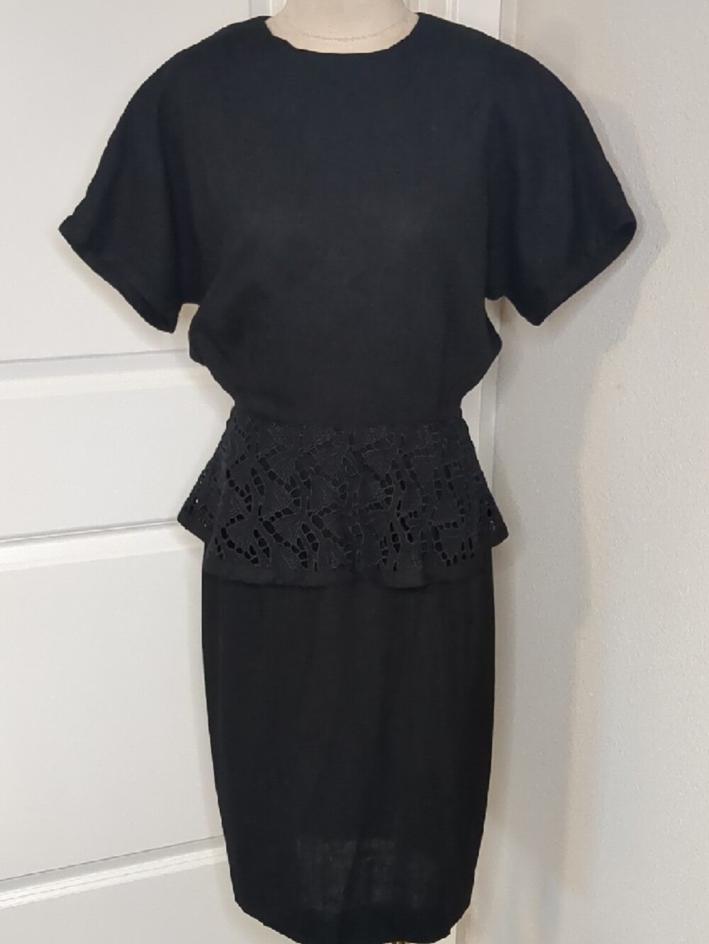 Vintage 1980s Depeche Mode Black Peplum Dress Retro 80s SZ 4